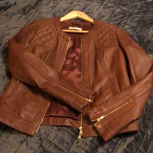 Stefanel Leather jacket XS Brown rich caramel